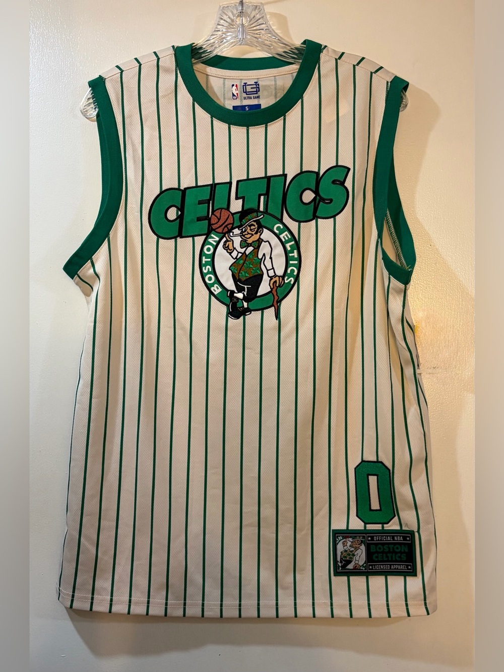 Ultra GAME Boston Celtics Jayson Tatum #0 NBA Pinstripe Jersey White/Green Sz S